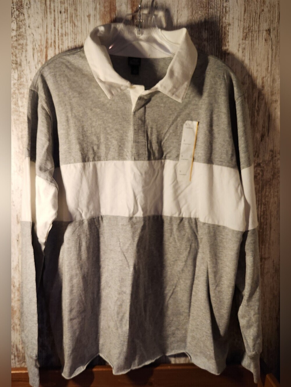 Wild Fable Grey and White Long-Sleeve Rugby Polo Top Small Shirt Like New